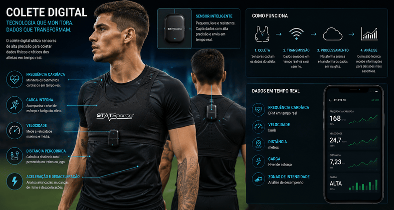 Jogador com colete de monitoramento durante treino da Copa