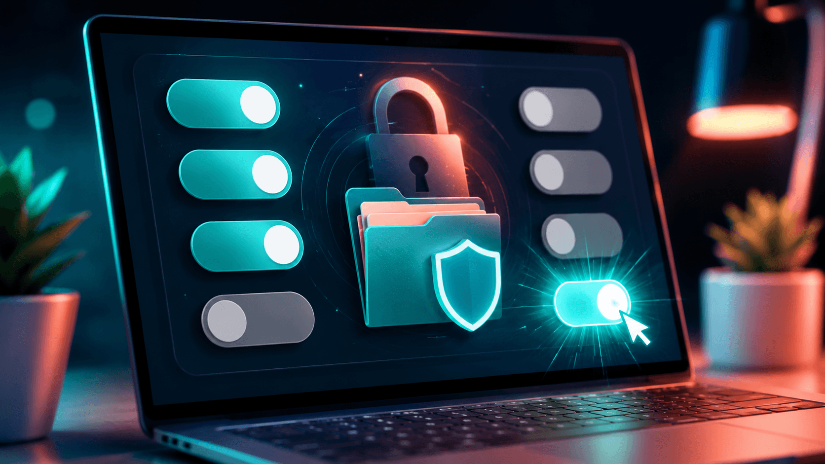 Tela de configurações de segurança com toggle ativando proteção de pastas contra ransomware no Windows