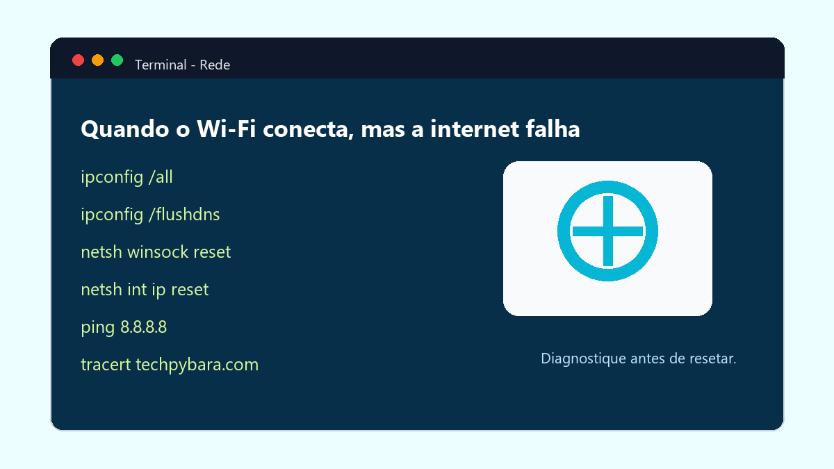 Comandos de rede no Windows para diagnosticar conexão